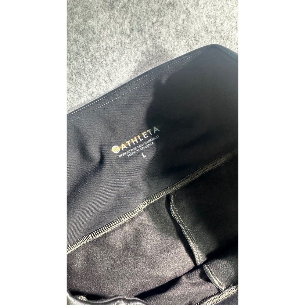 Athleta All Over Gleam Tight Black Faux Leather High Rise Leggings Large 356179 - Picture 4 of 7